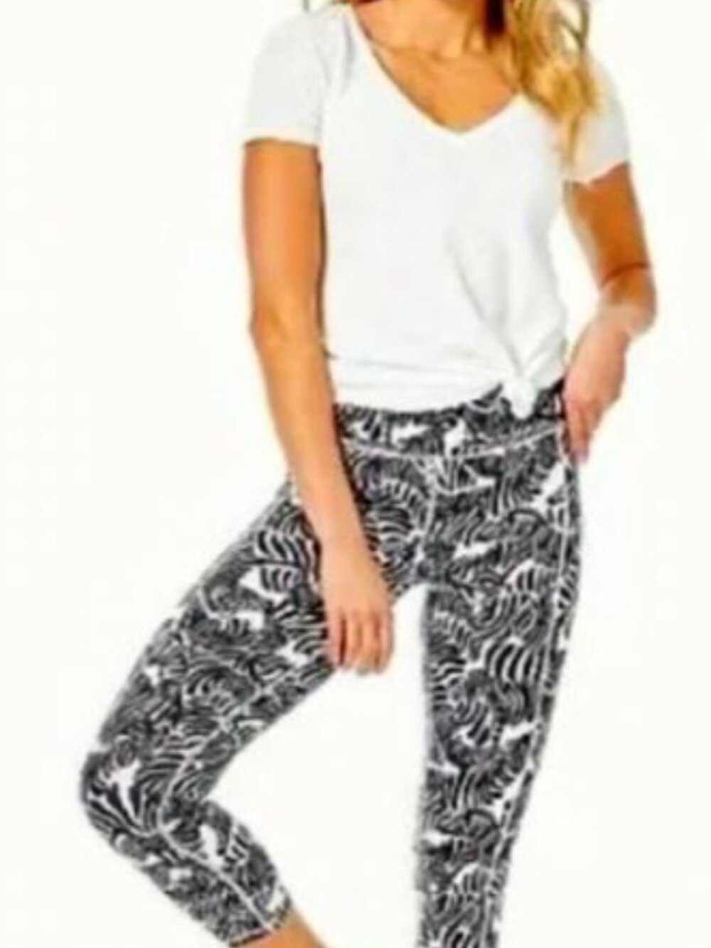 Lilly Pulitzer Luxletic Weekender Leggings Onyx Running Wild Zebra Crop XXL 2X